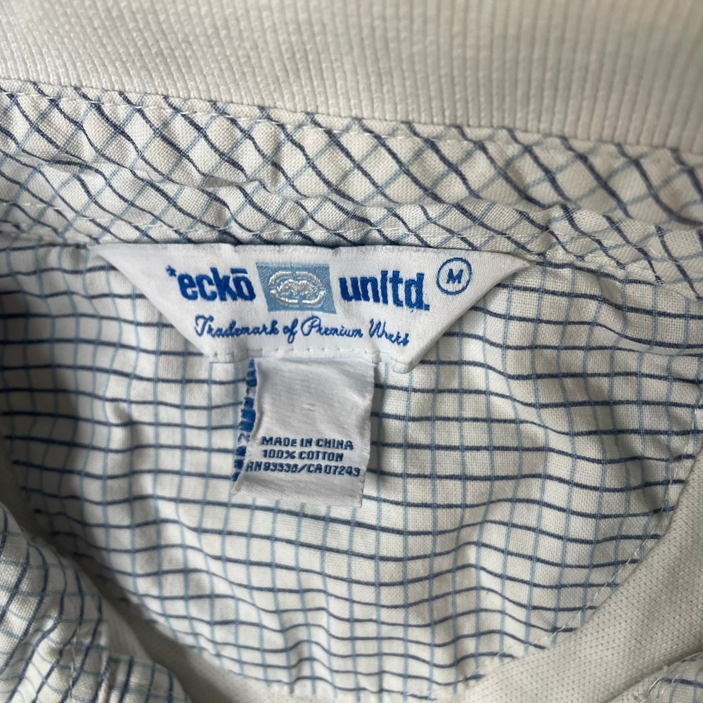 Ecko Unltd Mens White Graphic Polo Shirt Size‎ Medium G Logo Casual Short Sleeve - Picture 2 of 8